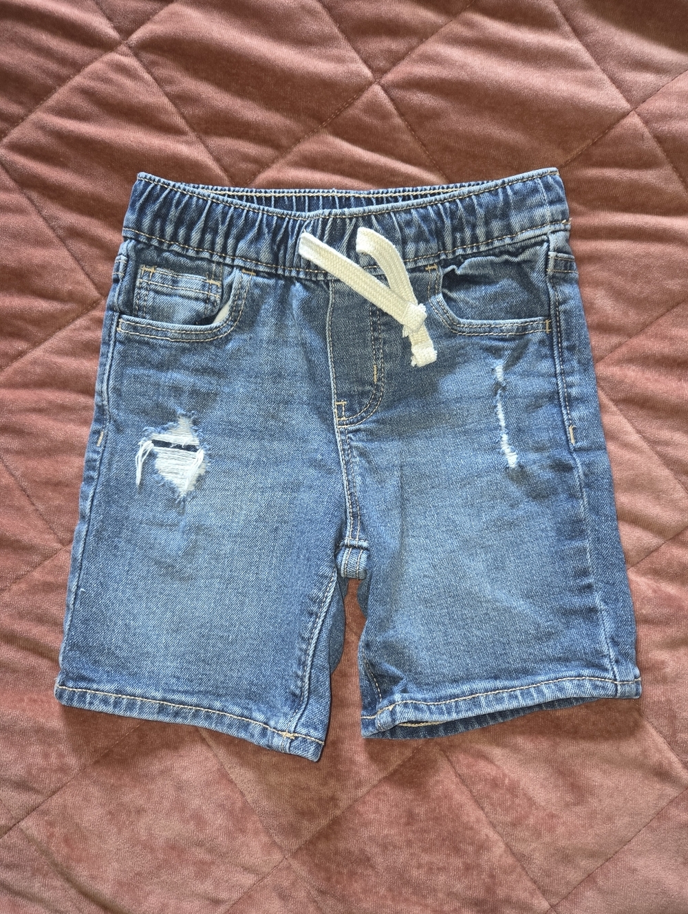 Old Navy Distressed Denim Pull-On Jean Shorts with Drawstring Size 4T